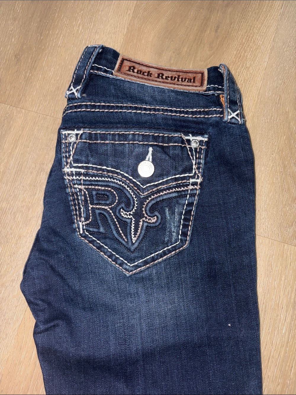 Rock Revival Women’s Dark Indigo Skinny Jeans with Embroidered Pocket